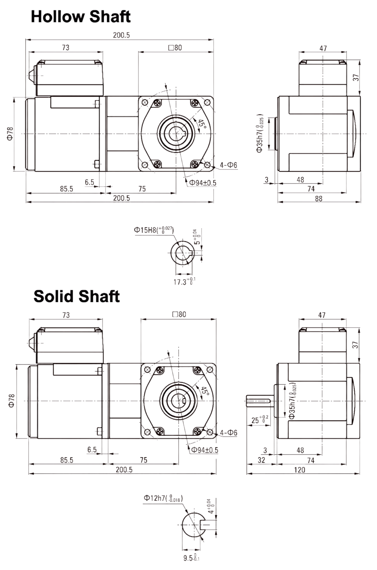 4RK25GN 4ik 25w 80mm induction right angel