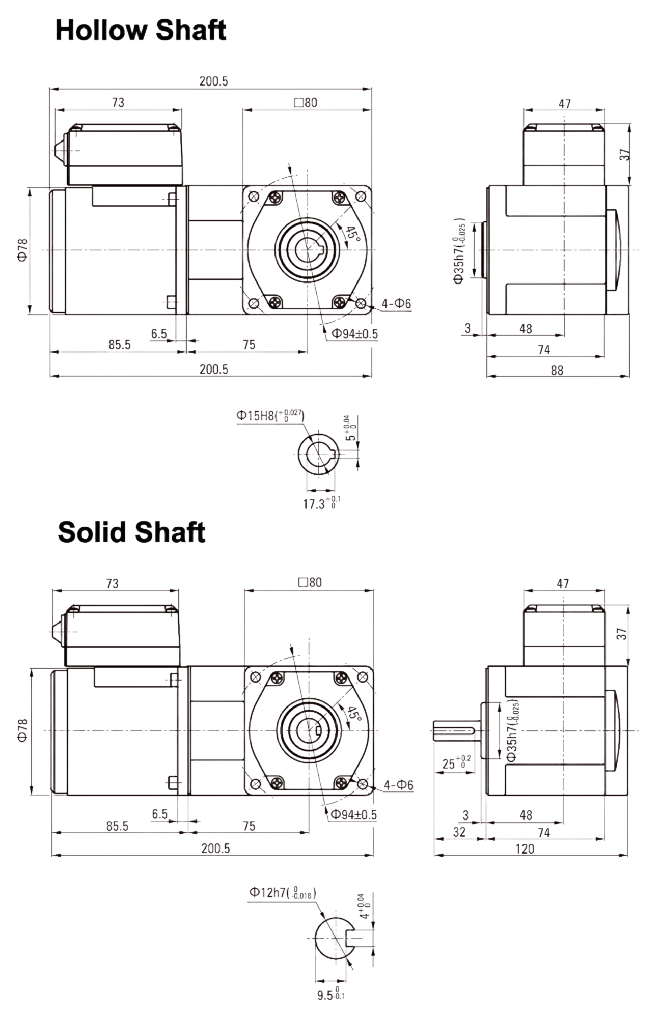 4IK25GN 4ik 25w 80mm induction right angel