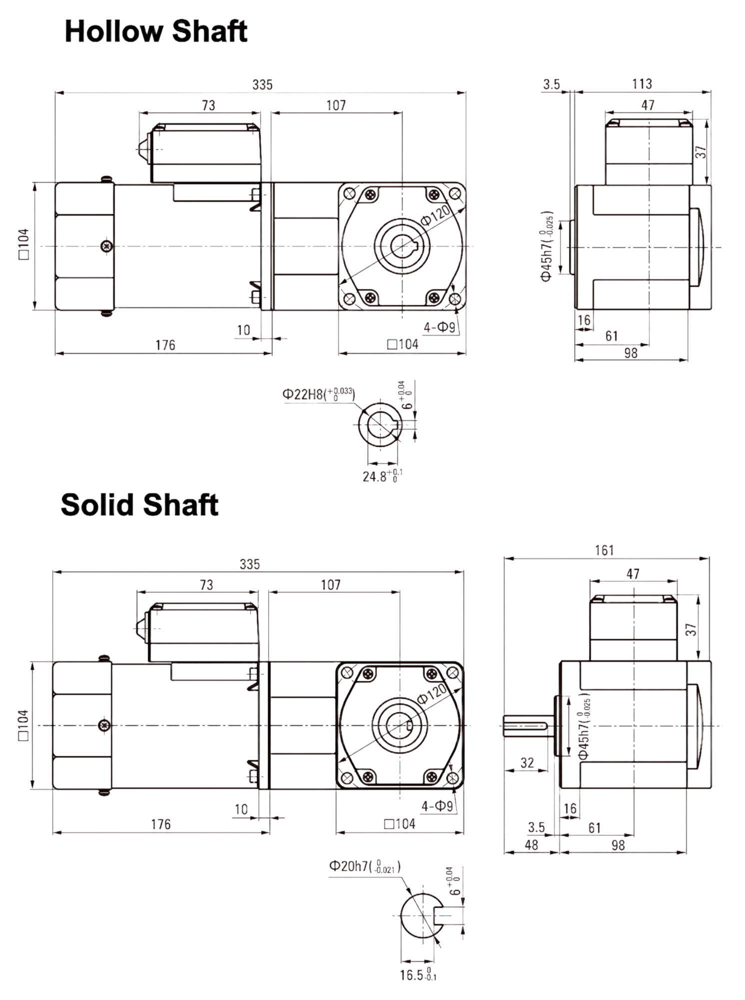 6IK120GU 6IK140GU 6IK200GU 6ik 120w 104mm induction right angel
