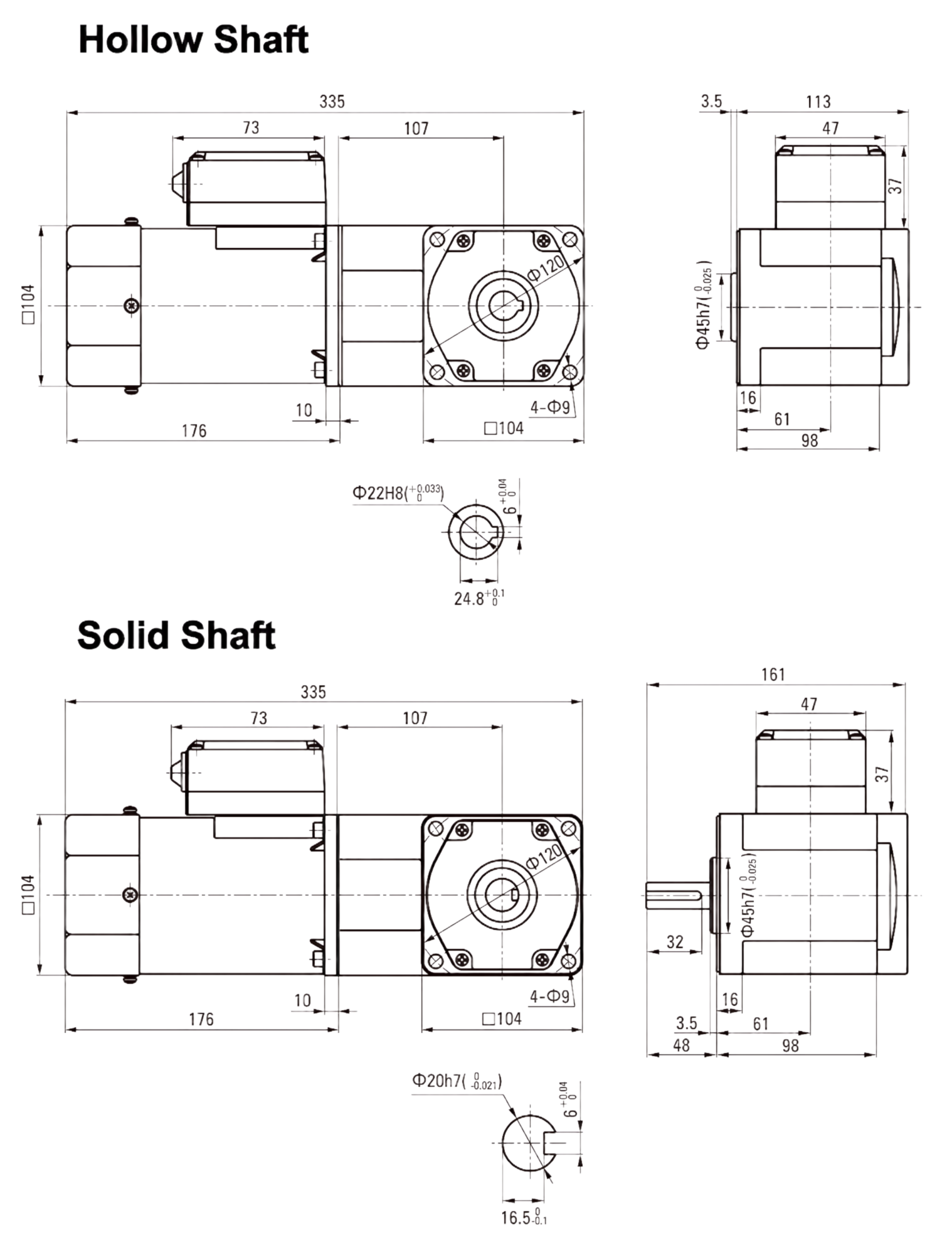 6IK120GU 6IK140GU 6IK200GU 6ik 200w 104mm induction right angel